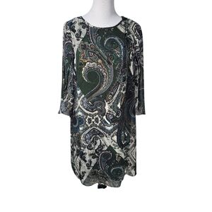 Dress Barn Size 12 Green Paisley Print Shift Dress